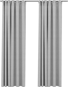 vidaXL Perdele opace aspect pânză, cârlige, 2 buc. gri, 140x225 cm