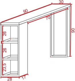 Masa bucatarie ,tip bar, lemn.seria wood A-620,pin natur-negru,90x30x90cm, 30102