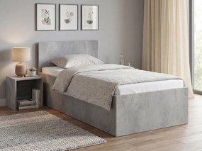Pat SOFIA 90 x 200 cm, beton Saltele: Cu saltele Deluxe 10 cm, Somiera pat: Cu lamele drepte