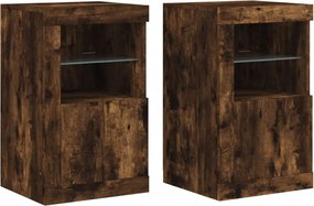 vidaXL Dulapuri laterale cu lumini LED 2 buc. stejar fumuriu