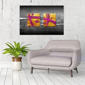 Tablou - Pătratr colorate pe fond negru (90x60 cm)