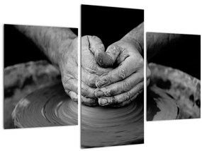 Tablou alb negru - producția de ceramică (90x60 cm)