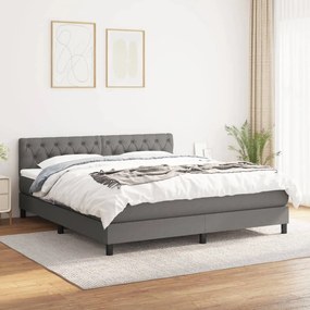 3140306 vidaXL Pat continental cu saltea, gri închis, 160x200 cm, țesătură