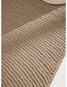 Covor tip traversă bej țesut manual din lână 80x200 cm Eleni Light Beige – Hanse Home