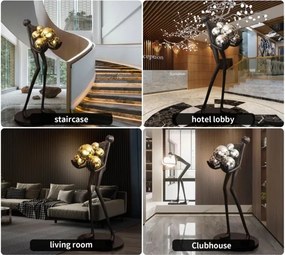 Immax 08808XL - Lampă de podea SILUETTE 6xE27/25W/230V 180 cm Human Ball