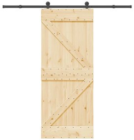 vidaXL Ușă glisantă cu set de feronerie 85x210 cm, lemn masiv de pin