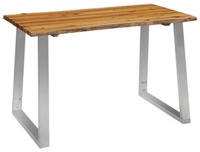 283893 vidaXL Masă de bucătărie, 120x65x75 cm, lemn acacia & oțel inoxidabil