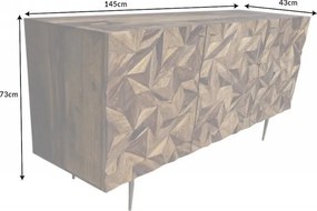 Comoda design industrial Stone Finish 150cm Sheesham