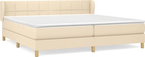 vidaXL Pat box spring cu saltea, crem, 200x200 cm, textil