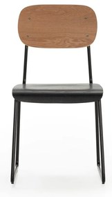 Scaune de dining negre/în culoare naturală 2 buc. cu aspect de lemn de frasin Aira – Marckeric