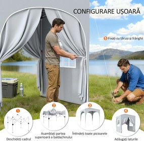 Outsunny Gazebo Pliabil 2 x 2 m, Pavilion de Grădină Portabil UPF50+ cu 4 Pereți Laterali, Înălțime Reglabilă, Geantă de Transport pentru Petreceri, Evenimente, Camping, Gri Deschis | Aosom Romania