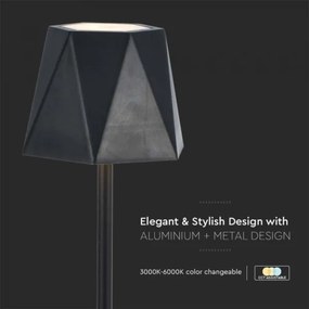 Lampă de birou LED reglabilă, reîncărcabilă, 4W, 3000-6000K, 1800 mAh, negru