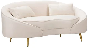 Canapea cu 2 locuri, Oslo, Mauro Ferretti, 148 x 84 x 68 cm, lemn de eucalipt/poliester/metal, crem/auriu