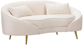 Canapea cu 2 locuri, Oslo, Mauro Ferretti, 148 x 84 x 68 cm, lemn de eucalipt/poliester/metal, crem/auriu