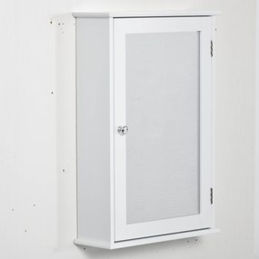 kleankin Dulap de Baie cu Oglindă – Dulap cu Oglindă – Dulap pentru WC – 1 Ușă, 2 Rafturi – MDF Alb și Sticlă | Aosom Romania