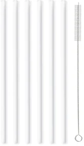 Set 6 paie din sticlă Vialli Design, lungime 20 cm, alb