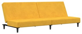 337306 vidaXL Canapea extensibilă cu 2 locuri, galben, catifea