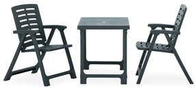 315834 vidaXL Set mobilier de bistro pliabil, 3 piese, verde, plastic