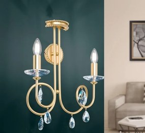 Aplica perete stil clasic cu cristale Swarovski Giada auriu mat