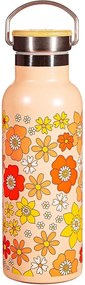 Sticlă pentru copii portocalie din oțel inoxidabil 500 ml 70s Floral - Sass &amp; Belle