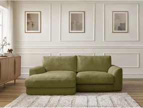 Colțar kaki cu tapițerie din chenille (cu colț pe partea stângă/cu șezlong) Leonore – Bobochic Paris