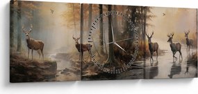 Tablou - Vintage pictura wildlife (cu ceas) (90x30 cm)