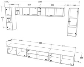 Living haaus V6, Alb/Stejar Artisan, L 285 cm