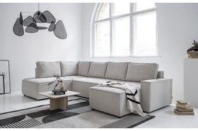 Colțar alb extensibil cu tapițerie din catifea reiată (cu colț pe partea stângă /în formă de "U") Brave Dave – Miuform