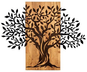 Decoratiune de perete lemn Enzo, Negru, 58x3x72 cm