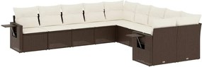 vidaXL Set canapele de grădină cu perne, 10 piese, maro, poliratan
