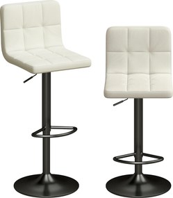 HOMCOM Set 2 Scaune de Bar din Piele PU cu Suport pentru Picioare, Scaune Rotative, Bucătărie, Crem | Aosom Romania