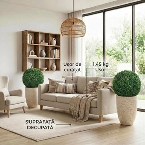 HOMCOM Plante Decorative Artificiale din Buxus cu 682 de Frunze, Rezistente la UV, Înălțime 42 cm | Aosom Romania