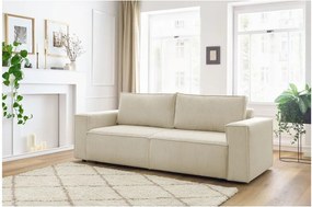 Canapea bej extensibilă cu tapițerie din catifea reiată 245 cm Nihad – Bobochic Paris