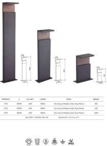 Stalp LED iluminat exterior IP65 RUKA H-60cm