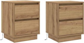 vidaXL Dulap de noapte 2 pcs Stejar Artizanal 39 x 34,5 x 50 cm