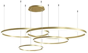 Lustra LED , Esn F203006/4, Cu Telecomanda, 3 Tipuri De Lumina, 240W, Auriu