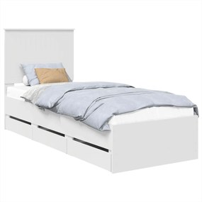 vidaXL Cadru de pat cu headboard Alb 75 x 190 cm Lemn Ingineresc