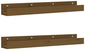 vidaXL Rafturi de perete 2 buc. maro miere 80x12x9 cm lemn masiv pin