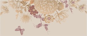 Tablou - Vintage, flori și fluturi (120x50 cm)
