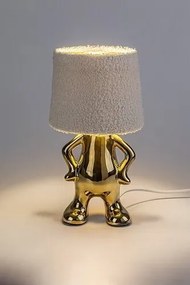 Veioza/Lampa de masa decorativa Smurfy auriu/crem