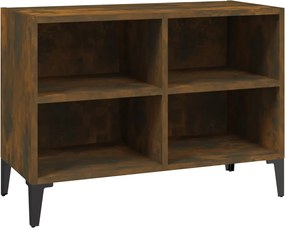 vidaXL Comodă TV, picioare din metal, stejar afumat, 69,5x30x50 cm