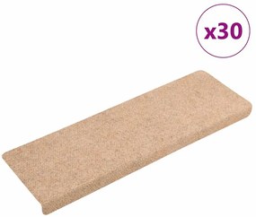 vidaXL Covorașe autoadezive pentru scări, 30 buc., 65x21x4 cm, margini dreptunghiulare, crem