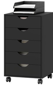 HOMCOM Corp de birou mobil, corp de depozitare pe roți pentru birou, 5 sertare, 40 x 40 x 67 cm, negru | Aosom Romania