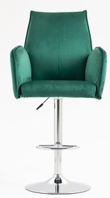 HR280W Scaun Verde din Catifea cu Bază Cromata