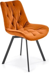 Scaun rotativ K519, caramiziu/negru, stofa catifelata/metal, 54x63x86