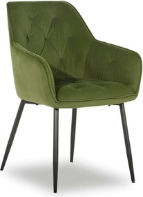 Scaun BEL NEW, verde/negru, stofa catifelata/metal, 58x63x86 cm