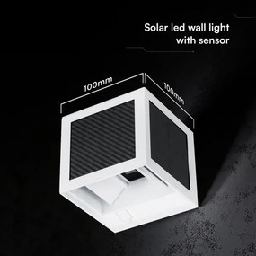 Lampă de perete solară cu LED și senzor 9W/3,7V 3000/4000/6000K IP65 2600 mAh albă