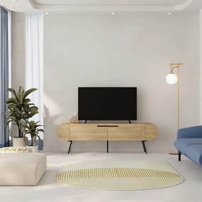 Masă TV în culoare naturală cu aspect de lemn de stejar 195x57 cm Saluso – Marckeric