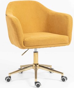 HR832K Scaun Catifea Reiată Premium culoare Curry Galben cu Bază Aurie