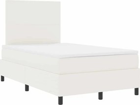 vidaXL Pat cu arc LED Crema și Alb 120 x 200 cm Țesătură din corduroy